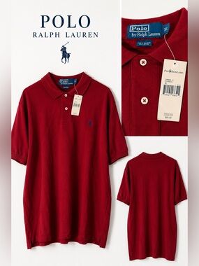 Polo Ralph Lauren Men’s Classic Polo Shirt XL Deep Red Blue Pony NWT 100% Cotton